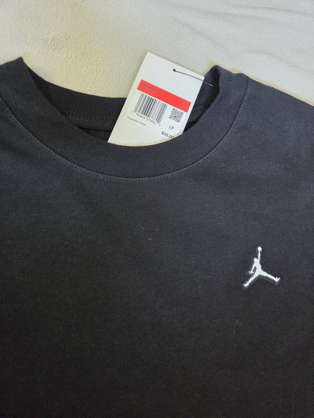 Jordan Black Short Sleeve Crew T-Shirt with White Jumpman - Picture 6 of 6